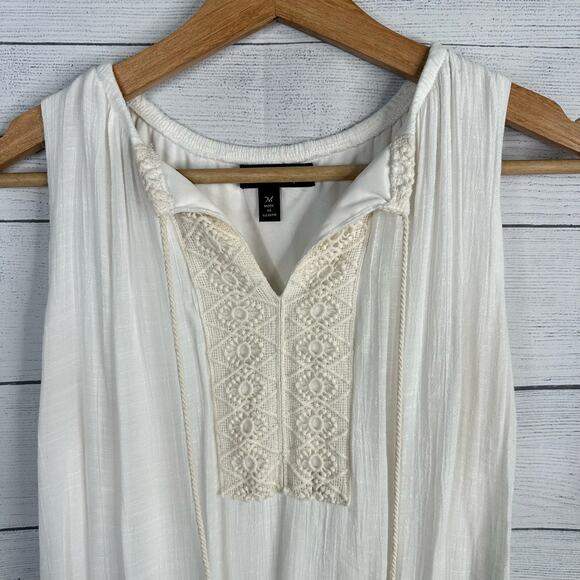 Cloth & People Womens Boho Crochet Gauzy Cream Embroidered Mini Dress Size M - Picture 3 of 10